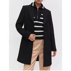 Mango Pea Coat Women’s Small Black Wool Blend Dali Winter Coat Pockets
